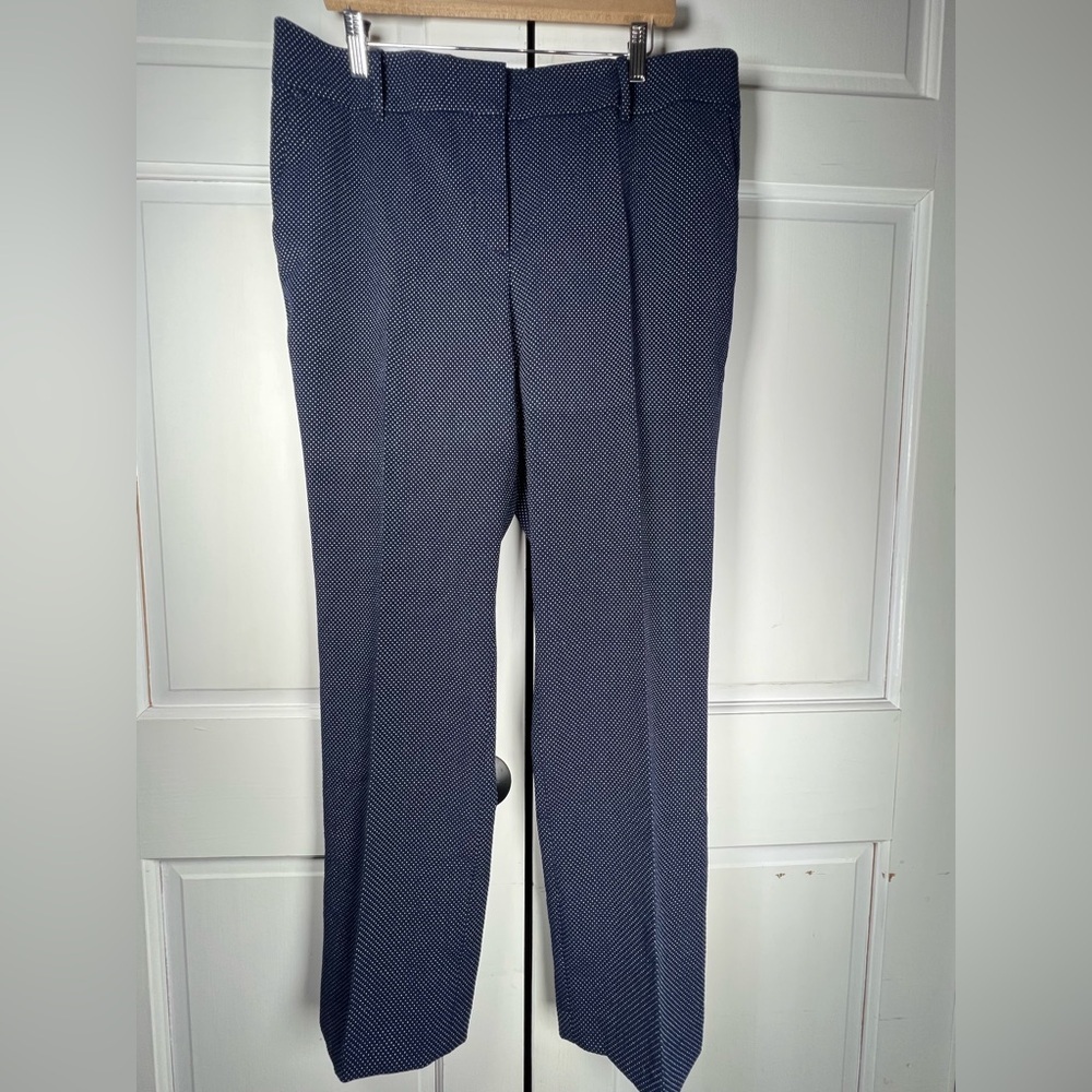 NWT Ann Taylor The Straight Style Dress Trousers Blue White Dotted size 14